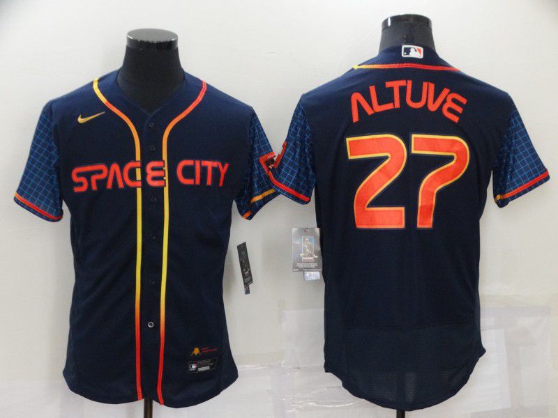Men Houston Astros 27 Altuve Blue City Edition Elite Nike 2022 MLB Jerseys